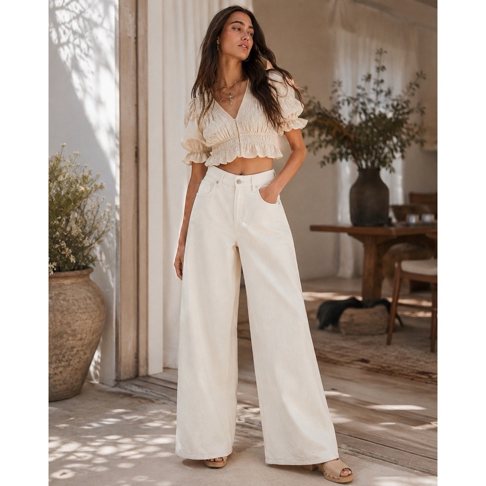 TWP Tiny Dancer Wide Leg Jeans Women's Size 29 Natural